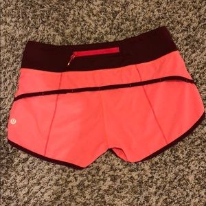 pink and maroon lululemon shorts